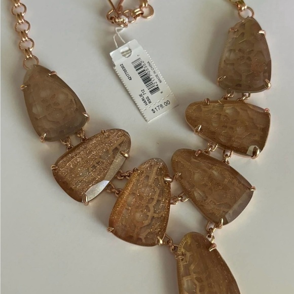 NWT Harlie Rose Gold Statement Necklace in Dusted Glass - Picture 6 of 7